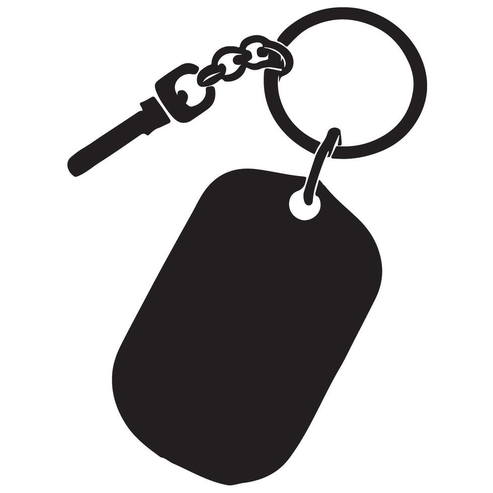 Blank Silhouette Dog Tag Keychain Illustration for Personalization and Identity vector
