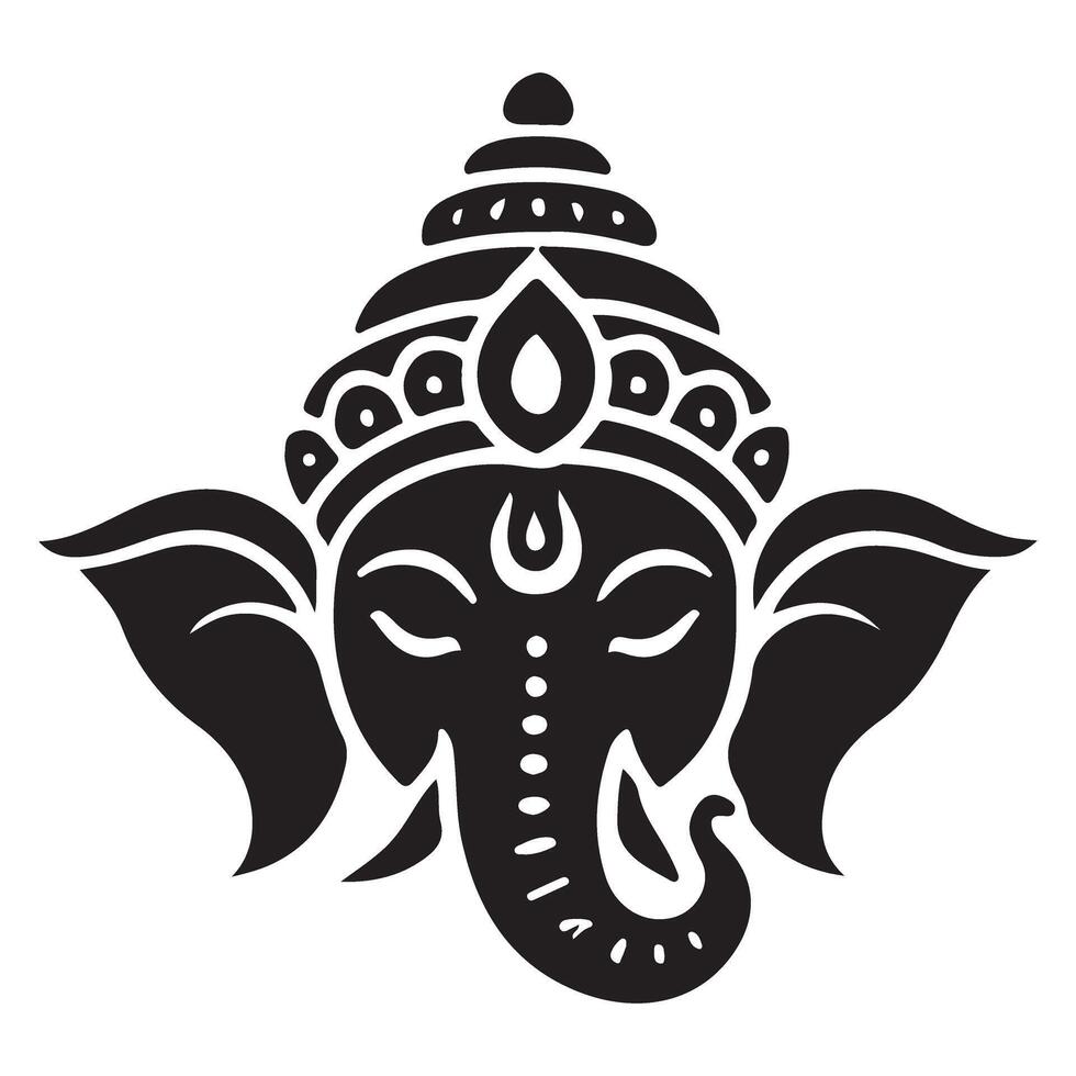 Ganesha Silhouette Illustration Hindu God Symbol Design Graphics vector
