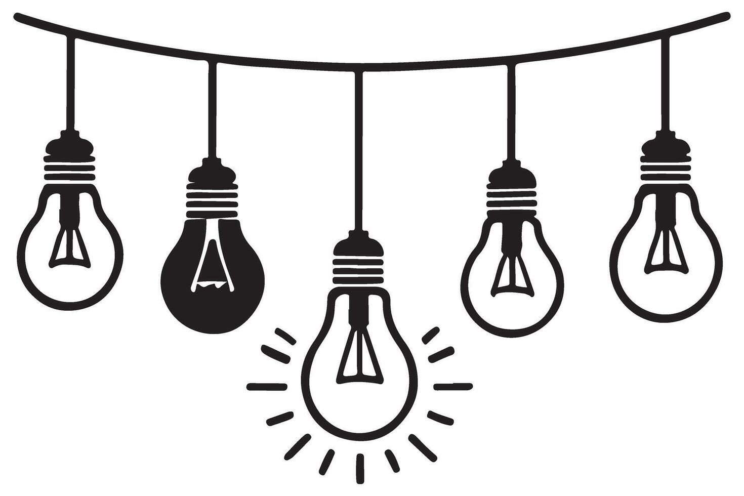String Lights Illustration with Glowing Bulb Bright Idea Concept vector