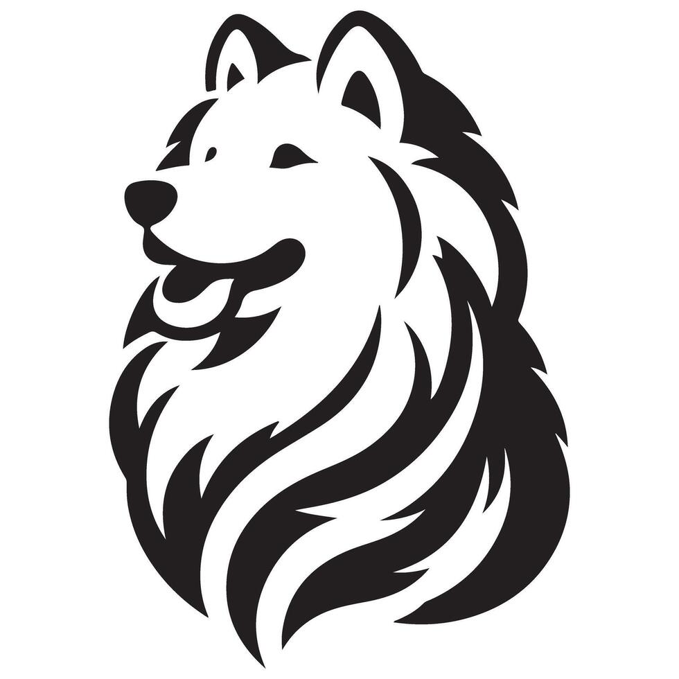 Expressive Samoyed Dog Head Artwork for Pet Graphics vector