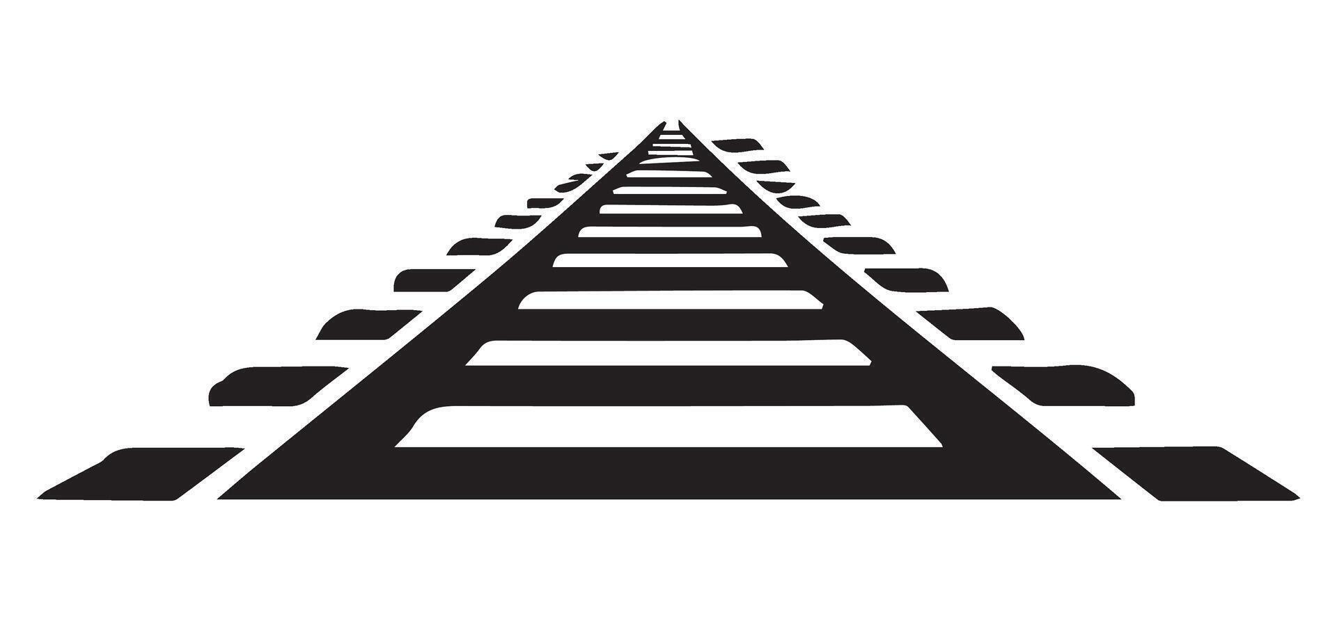 Monochrome railroad tracks silhouette vanishing point for design projects vector