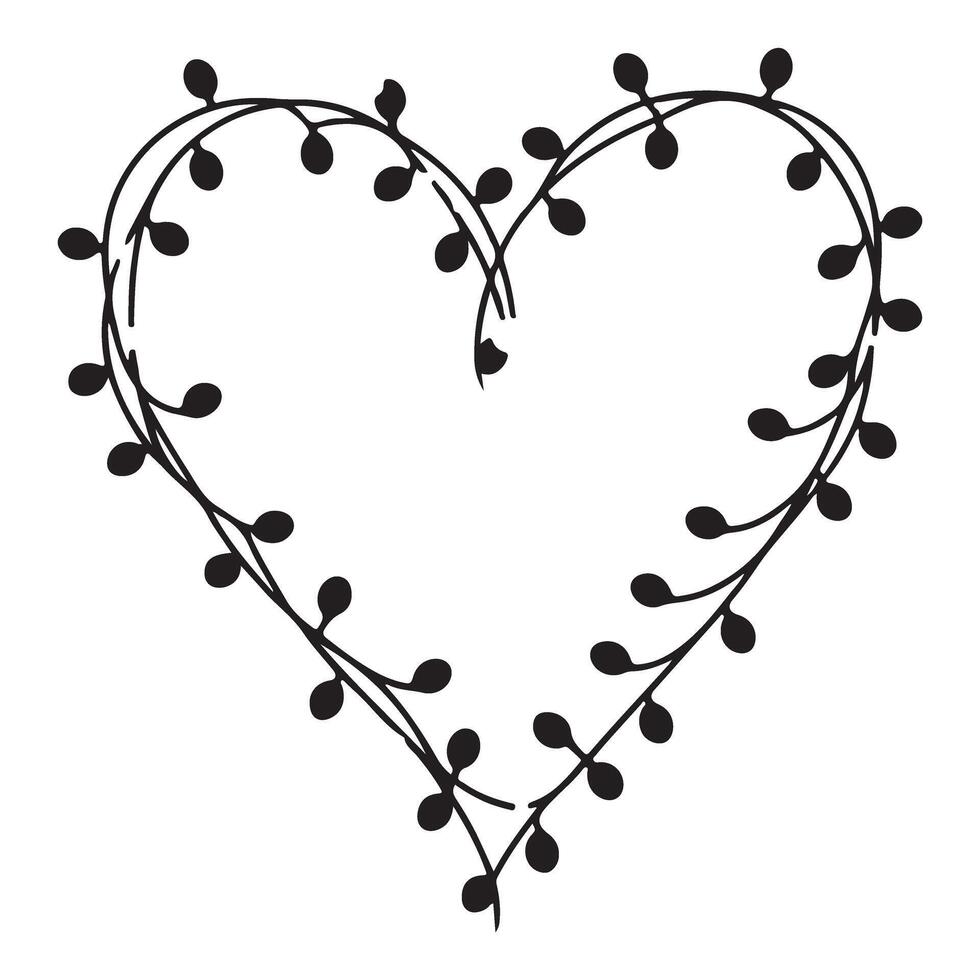 Elegant Heart Shaped Wreath Silhouette Illustration for Love vector