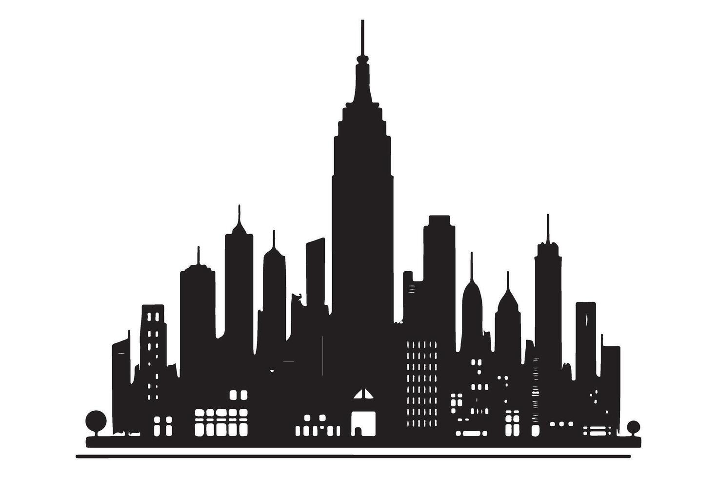 New York City Skyline Illustration Urban Landscape Design Template vector