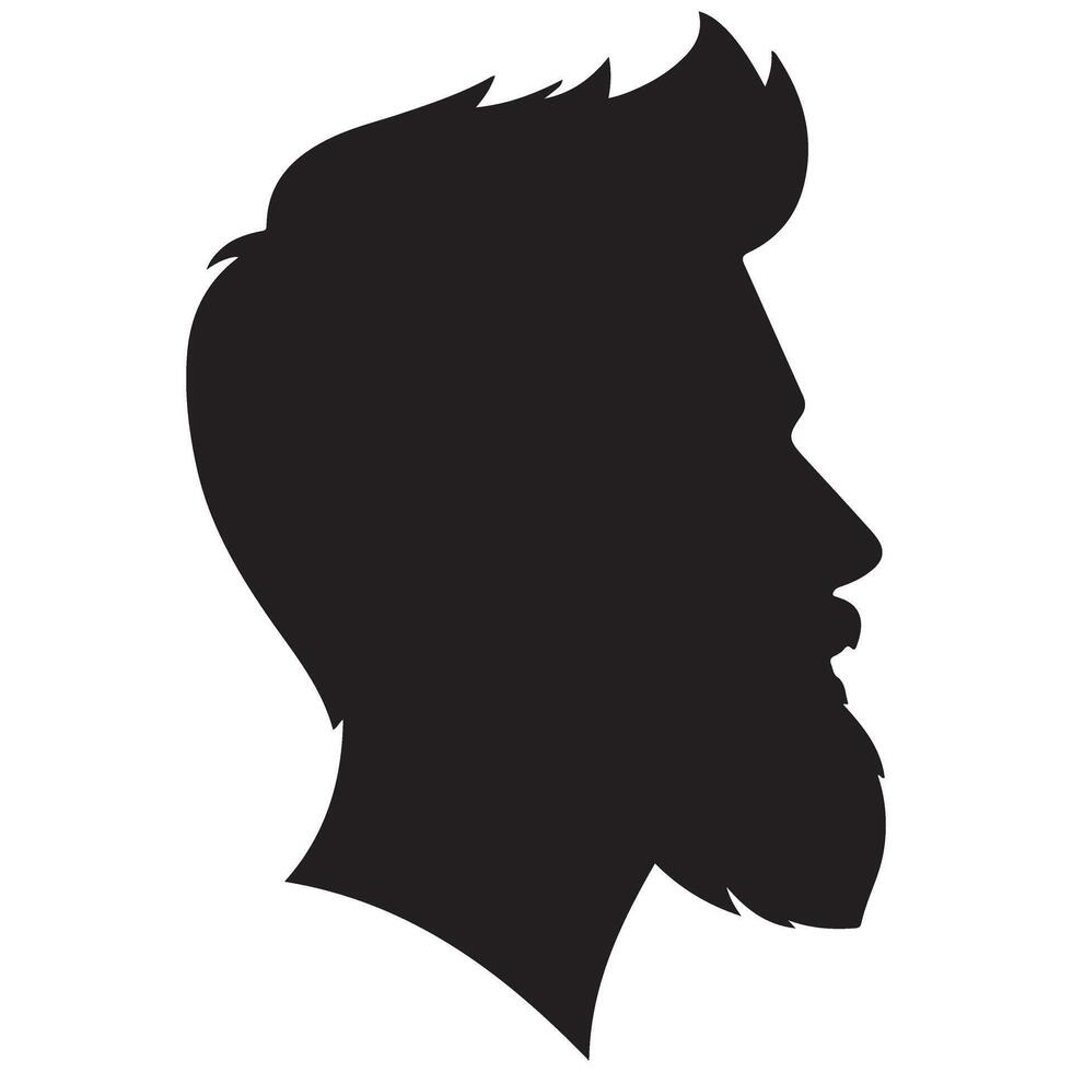 Bearded Man Side Profile Silhouette Illustration for Graphic Design vector