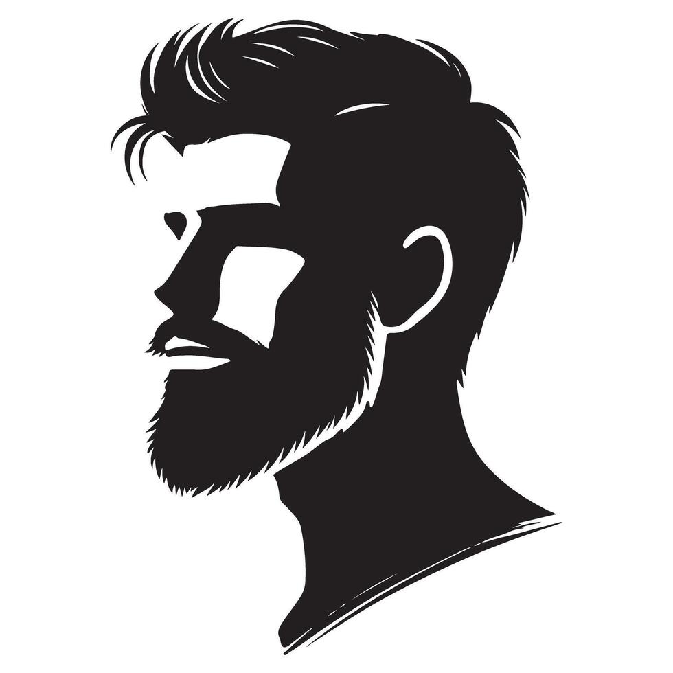 Silhouette of Bearded Man Illustration Side Profile Design vector