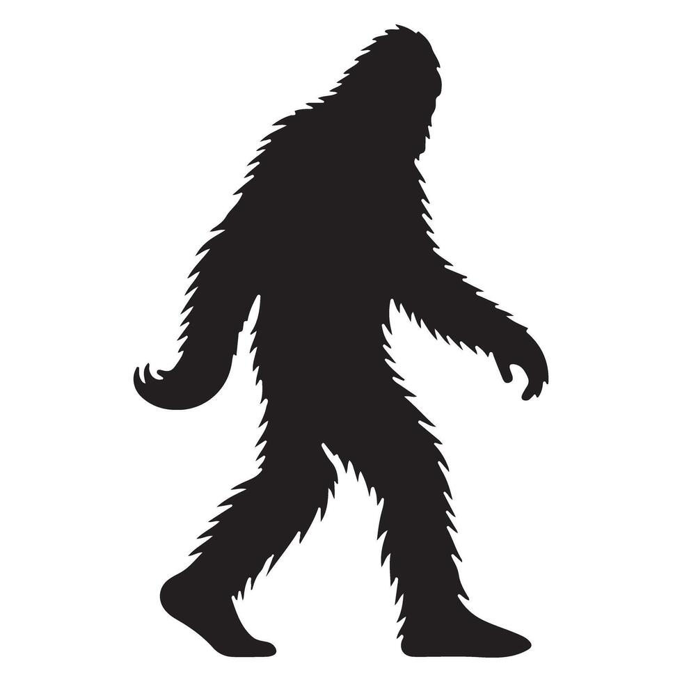 Sasquatch or Bigfoot silhouette cryptid in the woods drawing vector