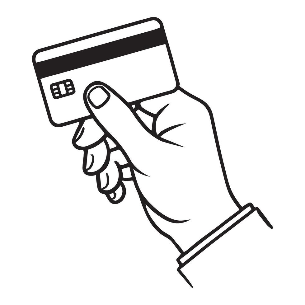 Hand Holding Credit Card Silhouette Illustration Payment Method vector