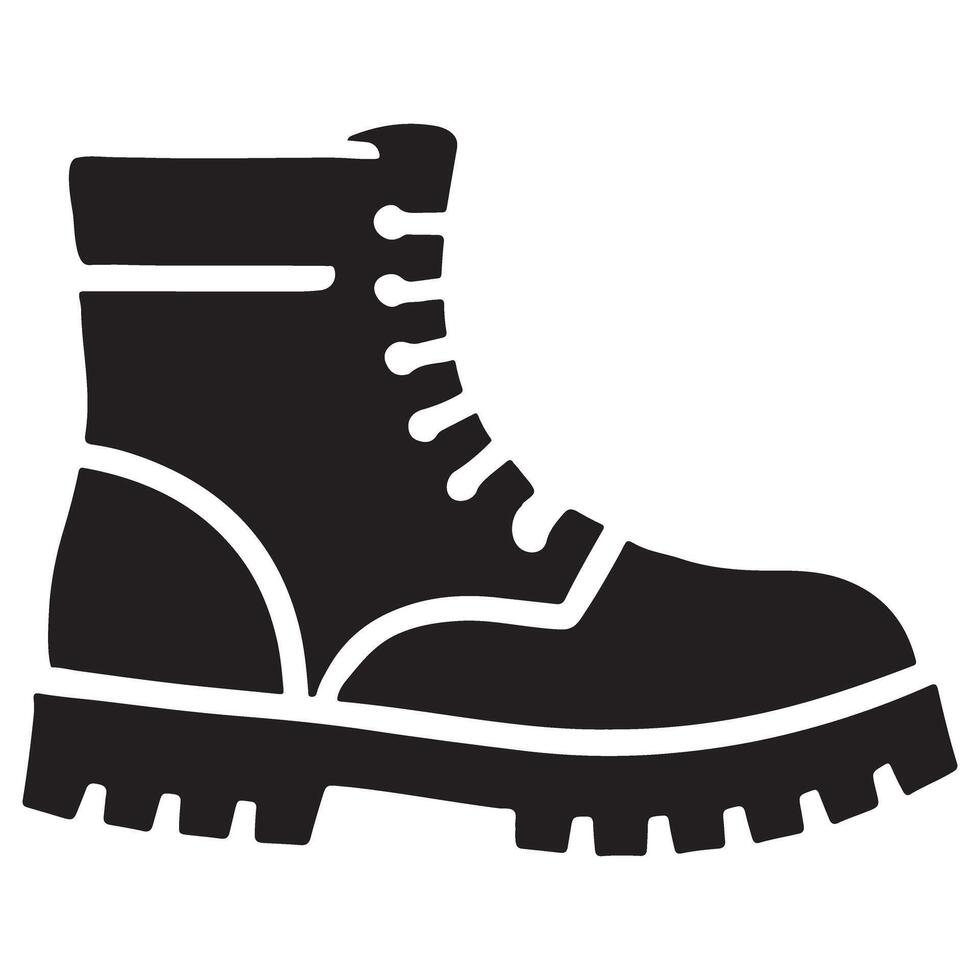 Heavy Duty Silhouette Combat Boot Illustration Design Template vector