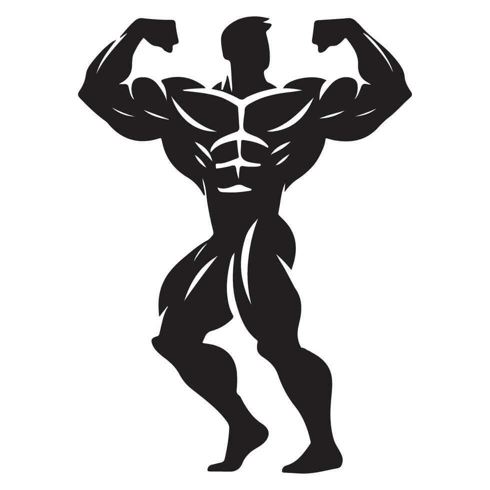 Bodybuilder Silhouette Illustration of Muscular Physique vector