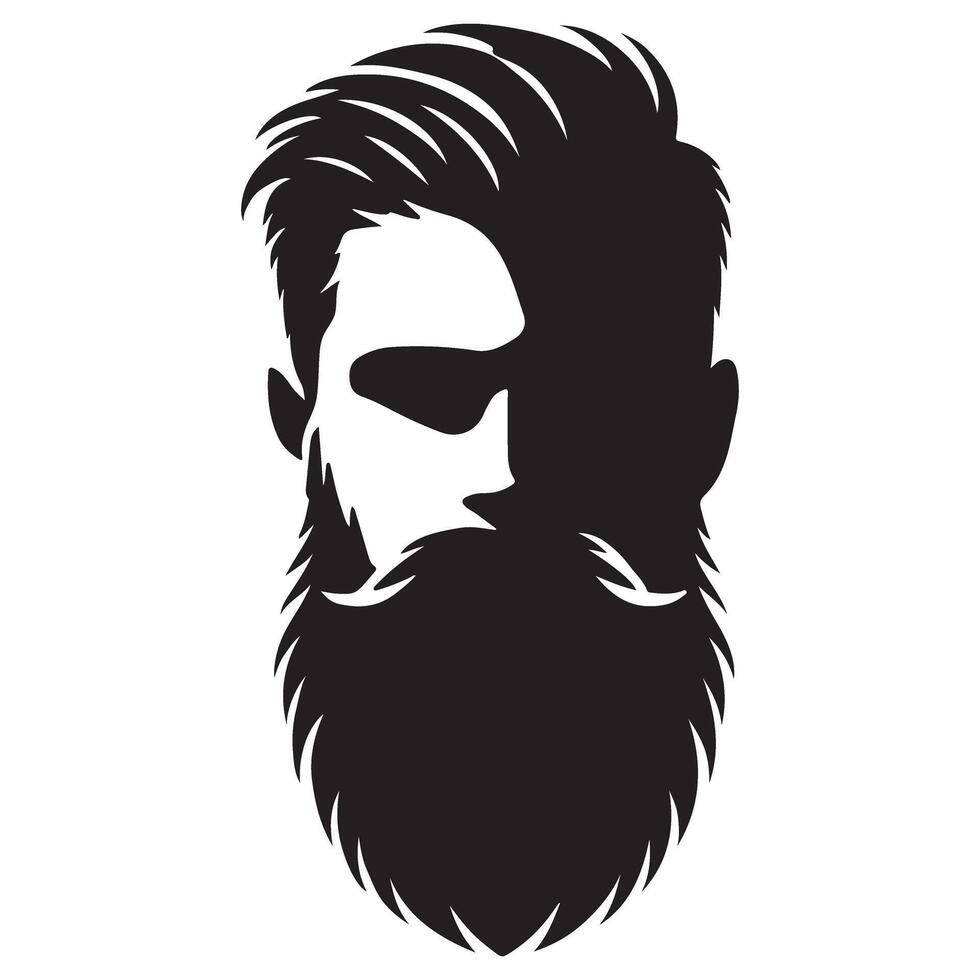 Bold Silhouette Face of Bearded Man with Stylish Hair Design vector