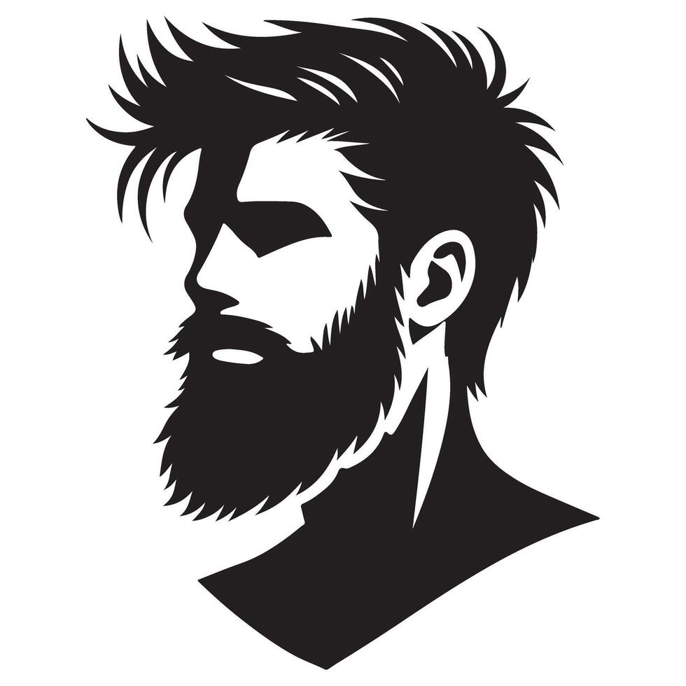 Modern Bearded Man Silhouette Art for Logo and Graphic Design Projects vector
