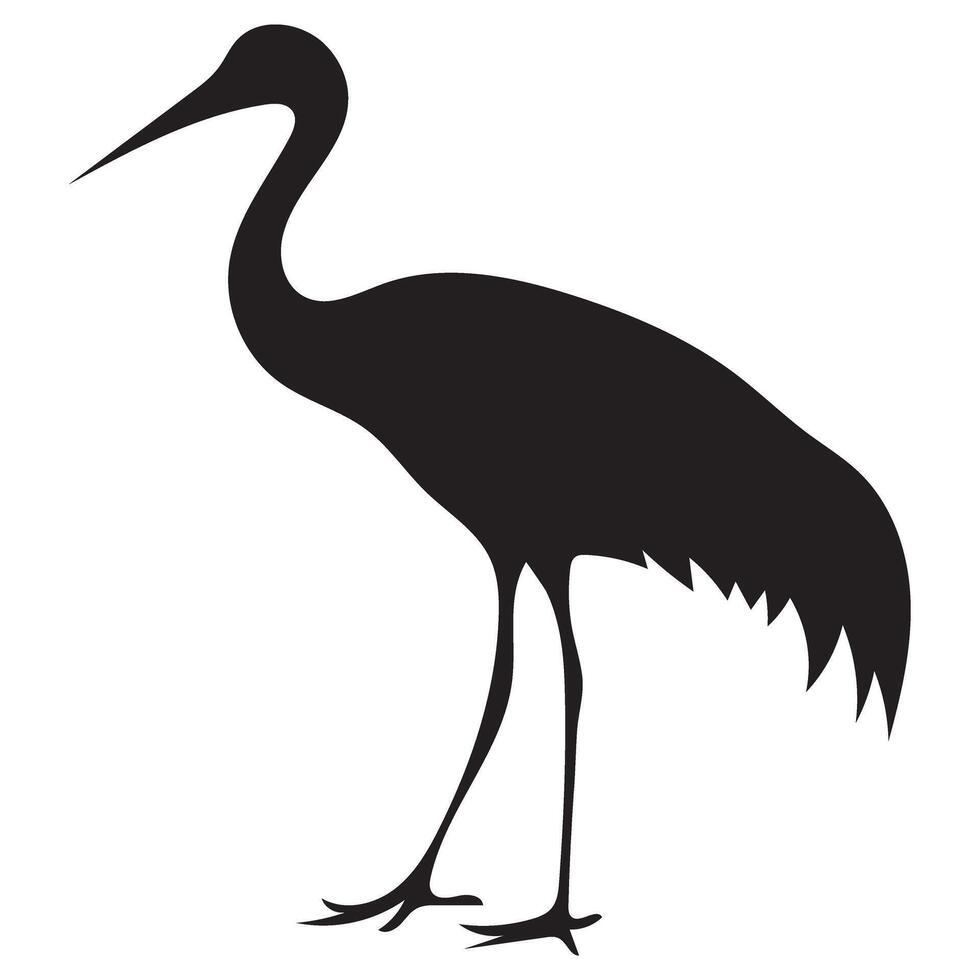 Elegant Crane Bird Silhouette Illustration for Graphic Design vector