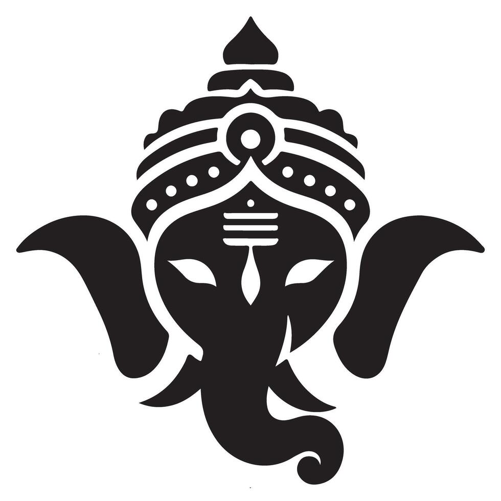 Silhouette of Lord Ganesha Hindu God Art Icon Image vector