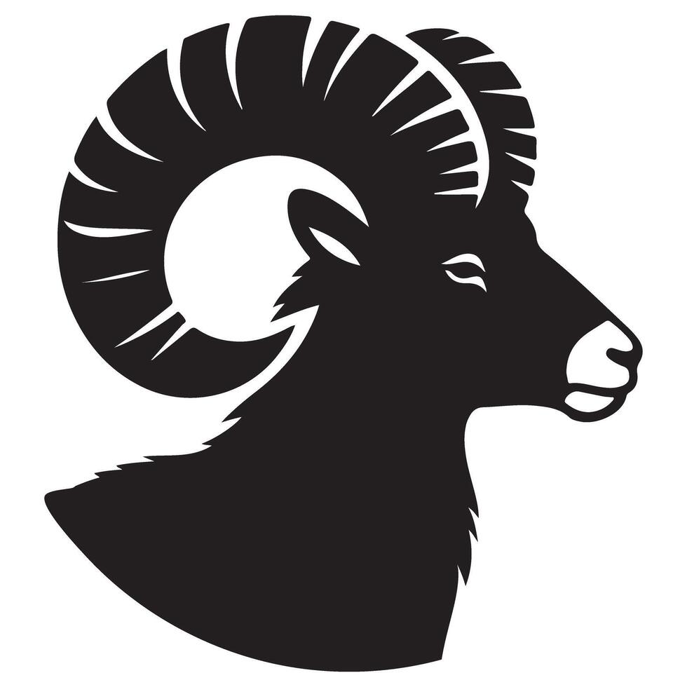Bighorn Sheep Head Silhouette Illustration Emblem Design vector