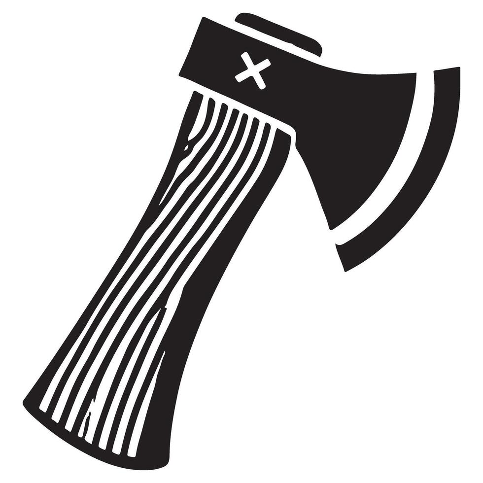 Axe Silhouette Wood Cutting Lumberjack Tool Illustration Icon vector