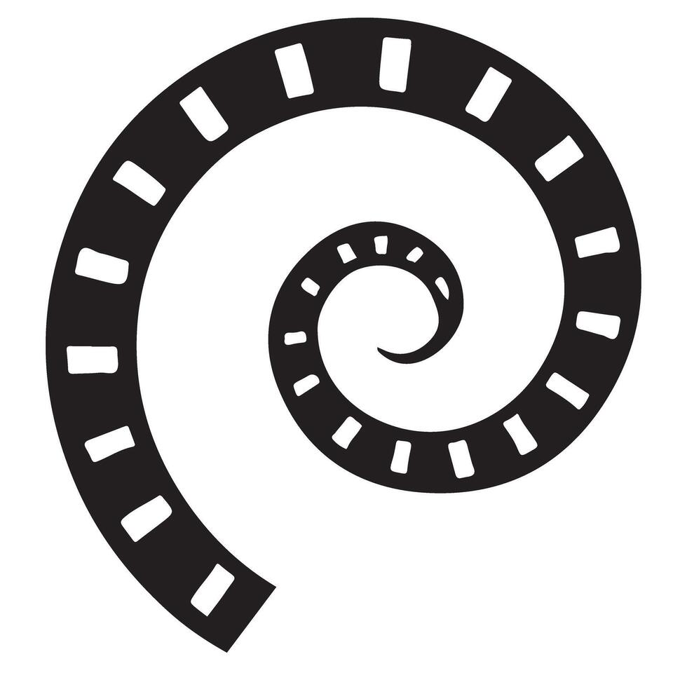 Silhouette Spiral Shape with Rectangular Segments Abstract vector