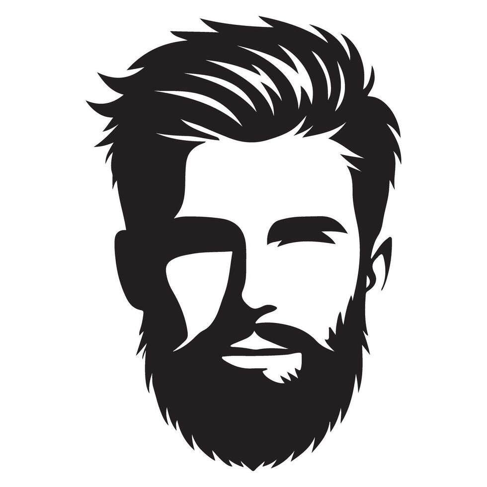Stylish Bearded Man Illustration with Modern Hairstyle Design vector