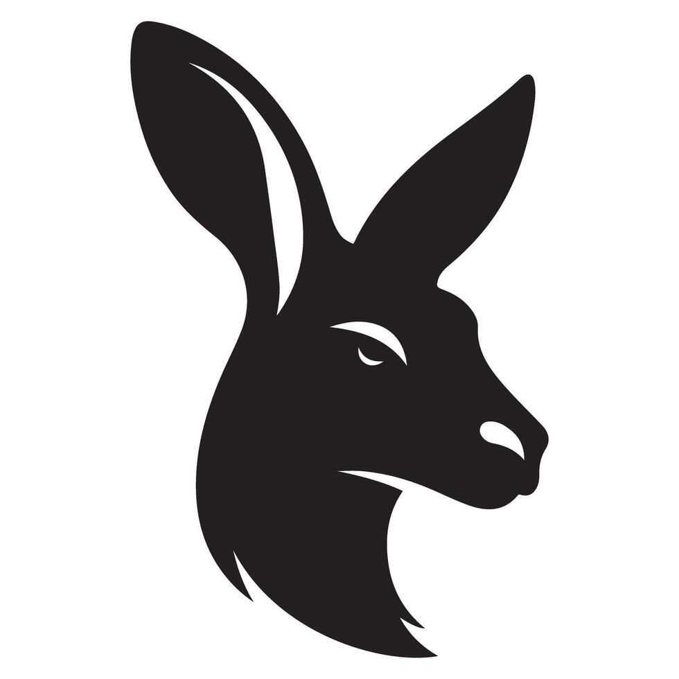 Kangaroo Head Silhouette Elegant Artwork for Logo Design vector