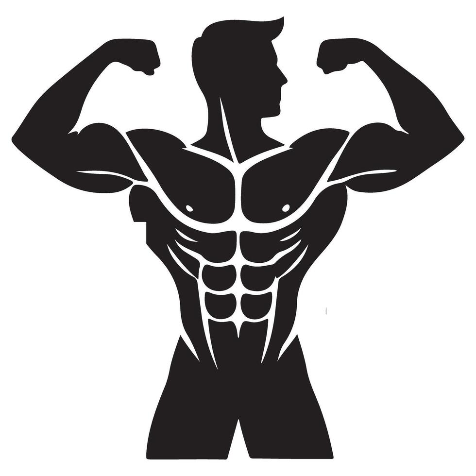 Silhouette Bodybuilder Illustration Showing Six Pack Abs vector