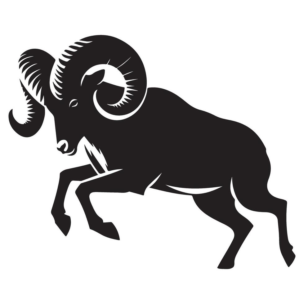 Leaping Bighorn Sheep Silhouette Illustration Art Creation vector