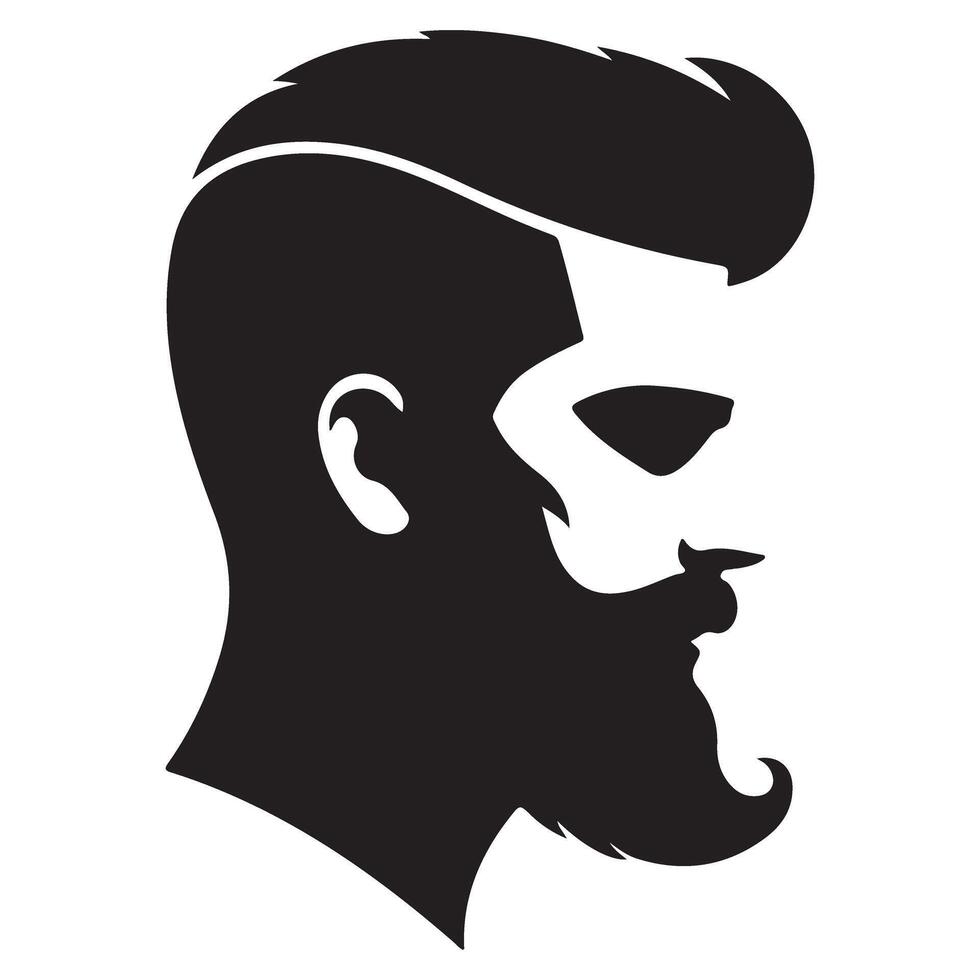 Stylish Bearded Man Silhouette Illustration for Modern Graphic Design vector