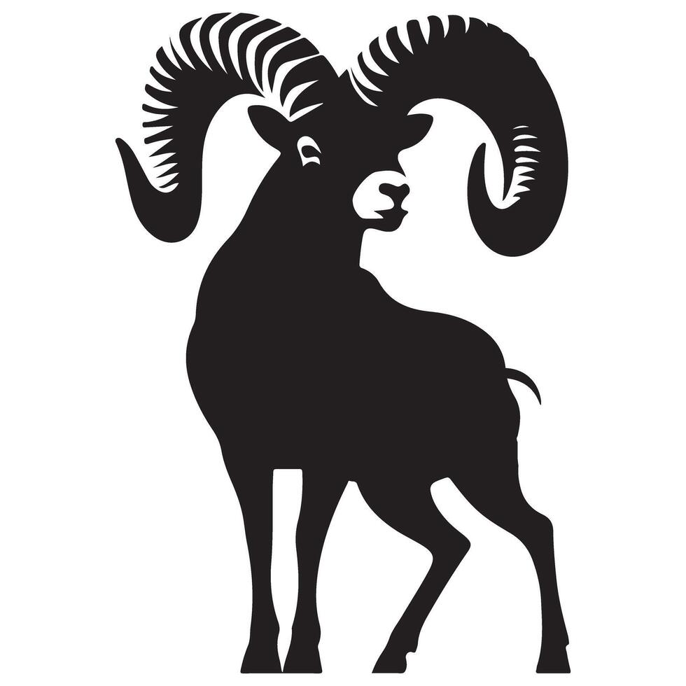 Majestic Ram Silhouette Illustration Graphic For Your Project vector
