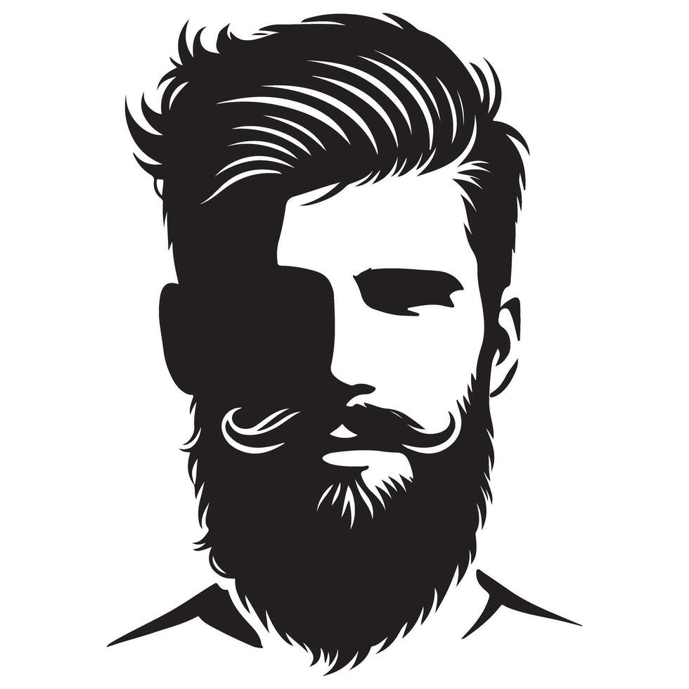 Mustache and Beard Illustration Modern Hairstyle Design Artwork vector