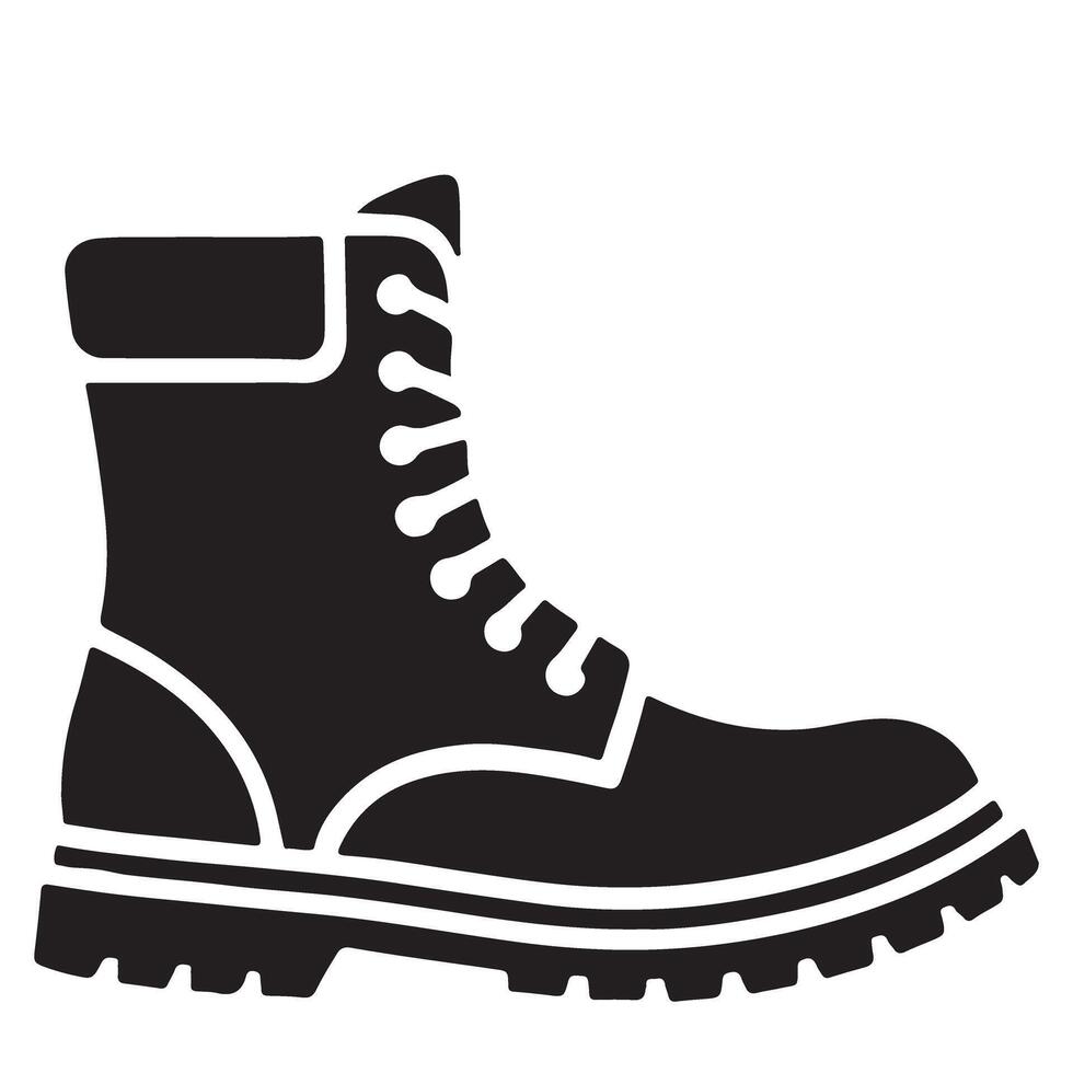 Robust Black Silhouette Work Boot Illustration for Industrial Use vector