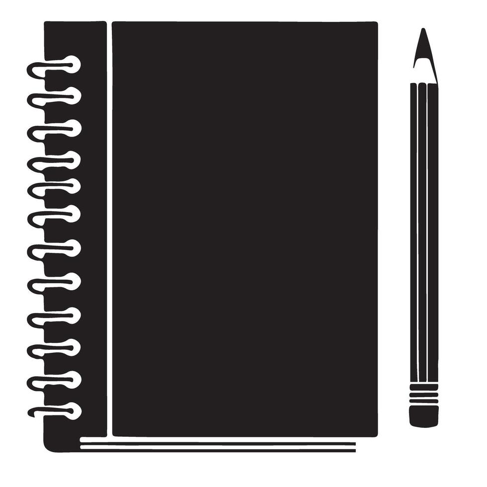Black Spiral Notebook and Pencil Illustration for Writing Design vector