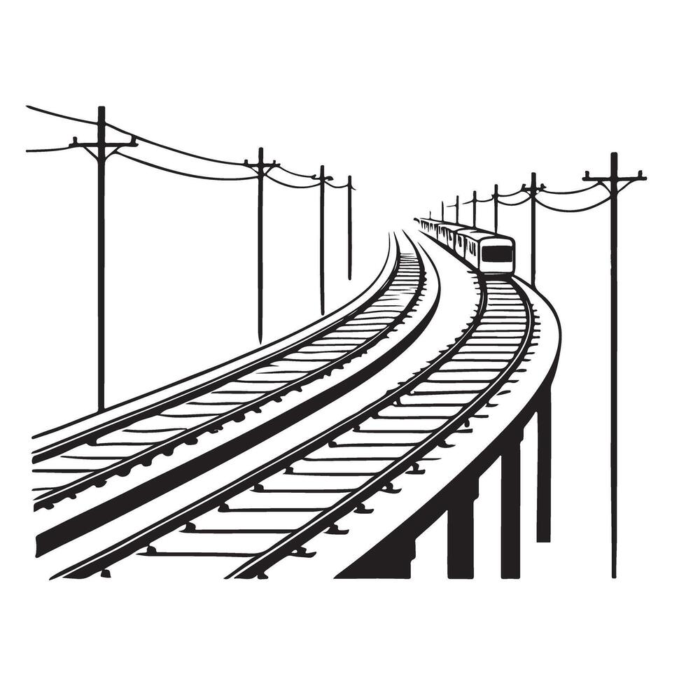 Train tracks disappearing into distance perspective image vector