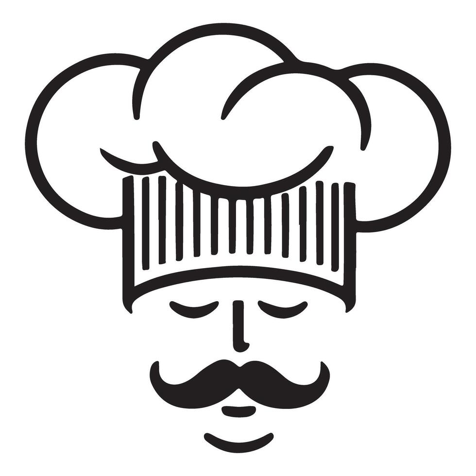 Elegant Chef with Mustache Illustration Culinary Excellence Symbol vector
