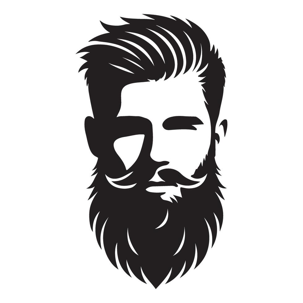 Full Beard Man Silhouette Art Illustration Graphic Design vector