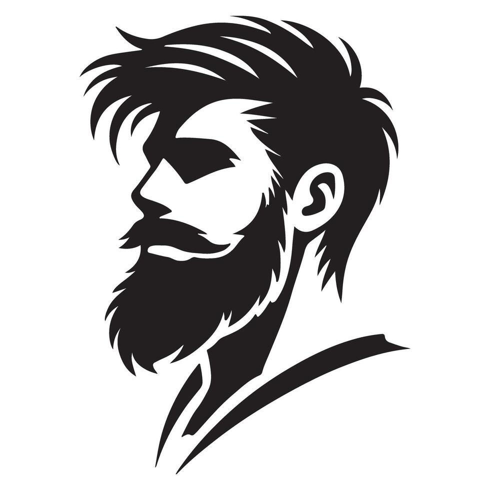 Bearded Man Silhouette Illustration Artistic Portrait Graphic Design vector