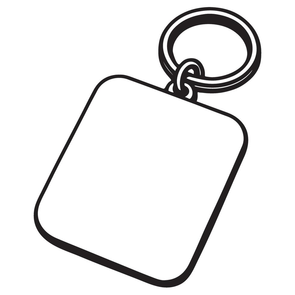Square Keychain Silhouette Illustration with Metal Ring Attachment vector