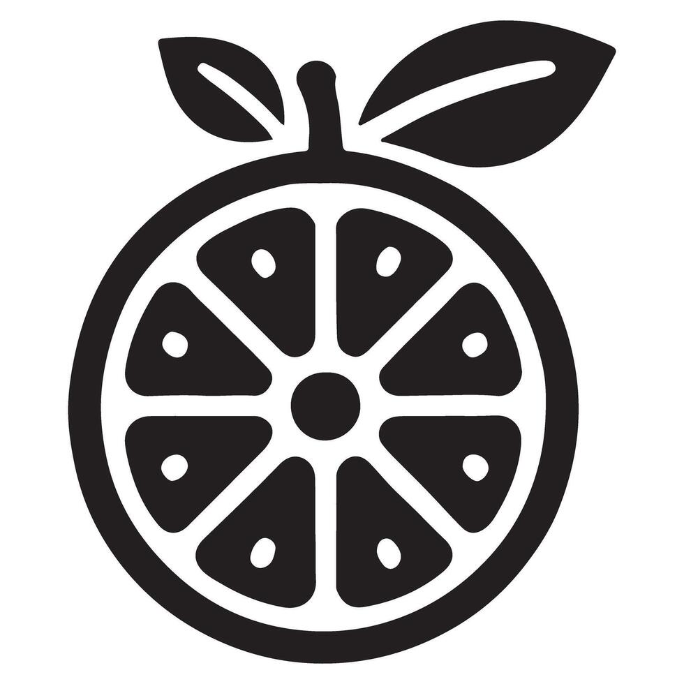 Fresh Orange Slice Graphic with Leaves Fruit Design vector