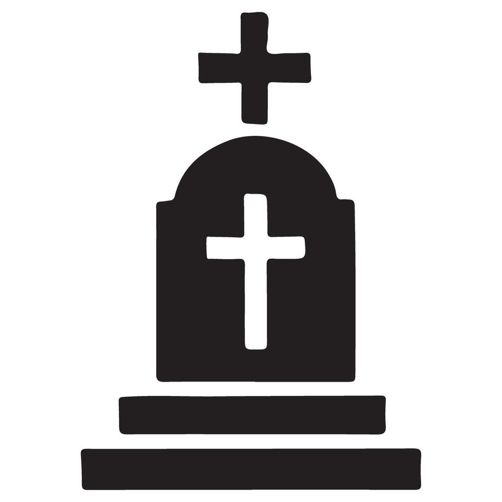 Simple Tombstone Silhouette Illustration Graphic For Memorial Designs vector