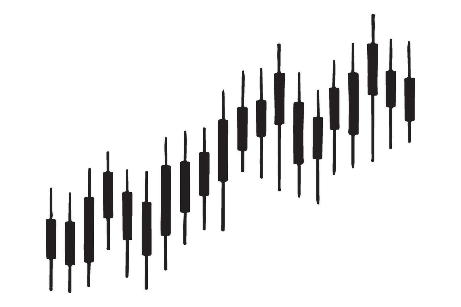 Financial Market Analysis Candlestick Chart Showing Business Growth Silhouette vector