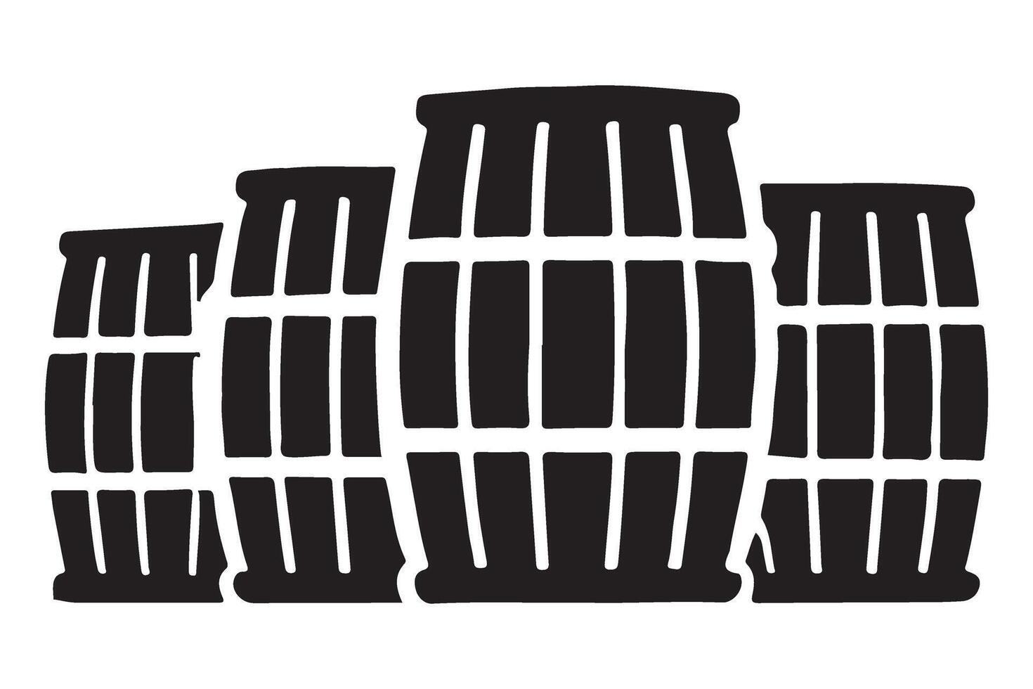 Four Stacked Wooden Barrels Illustration for Storage and Transport vector