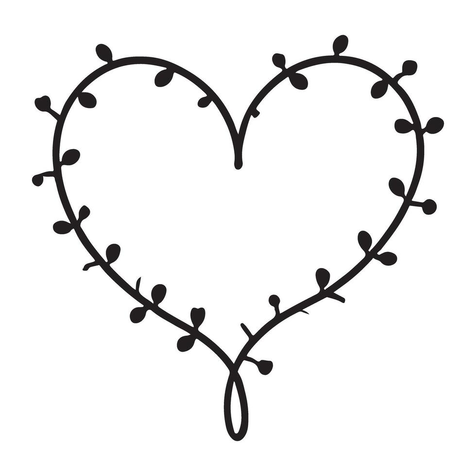 Heart Shaped Vine Illustration for Romantic Design Element vector