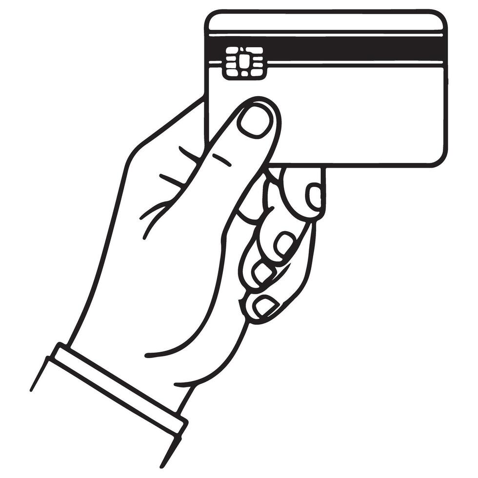 Enhance Your Financial Security Simple Hand Holding a Credit Card vector