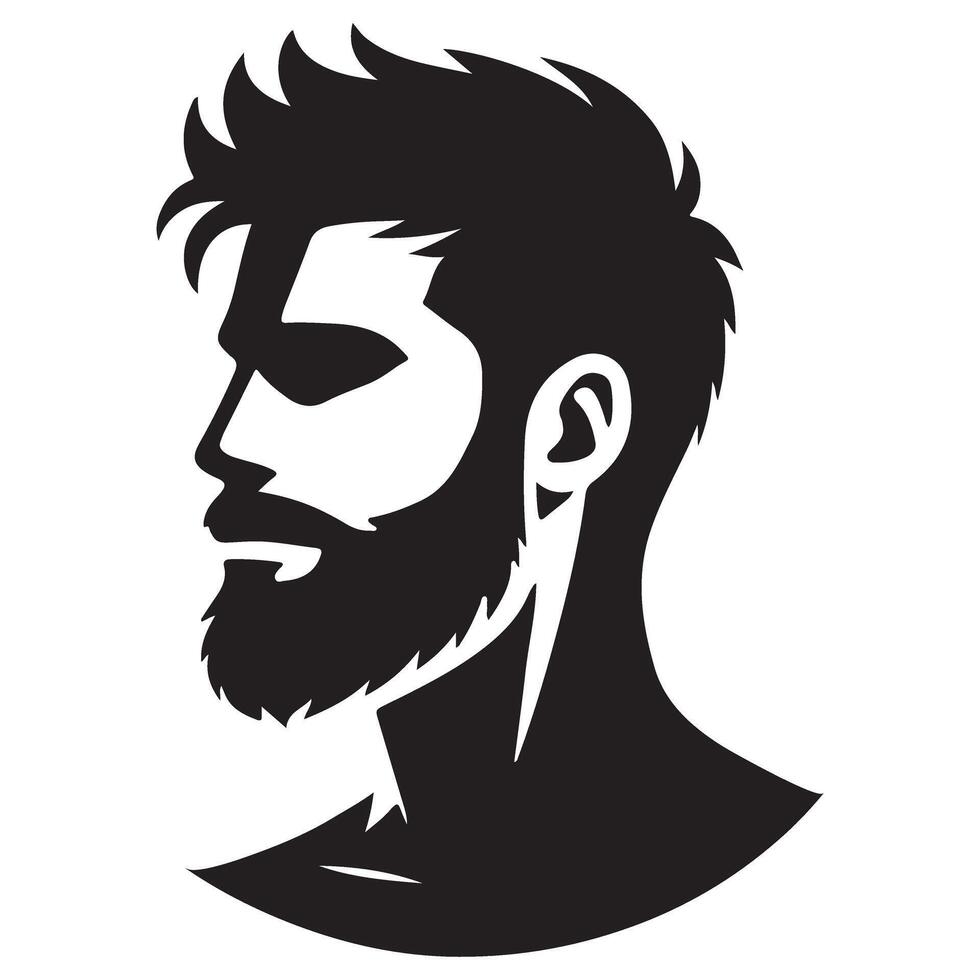 Bold Bearded Man Illustration for Barber Shop Brand Identity vector