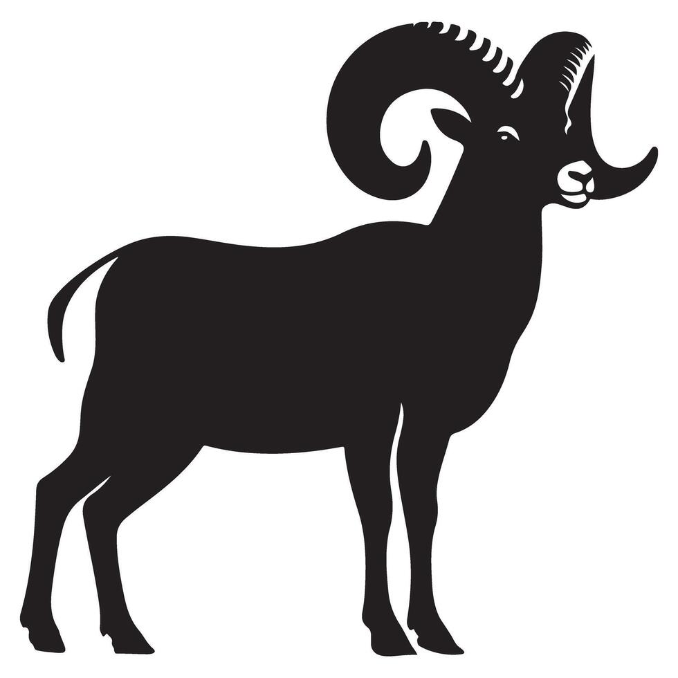 Majestic Bighorn Sheep Silhouette Illustration Graphic Design vector