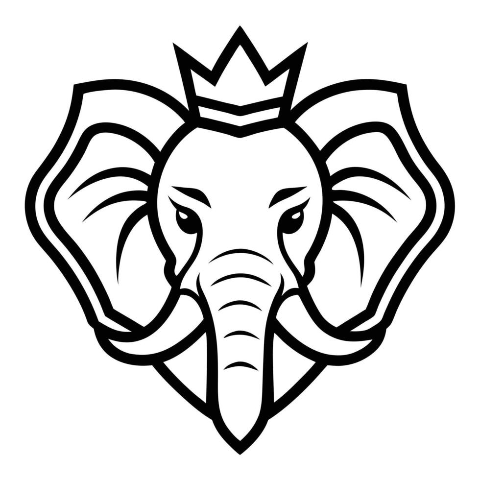 elephant head mascot logo line art vector