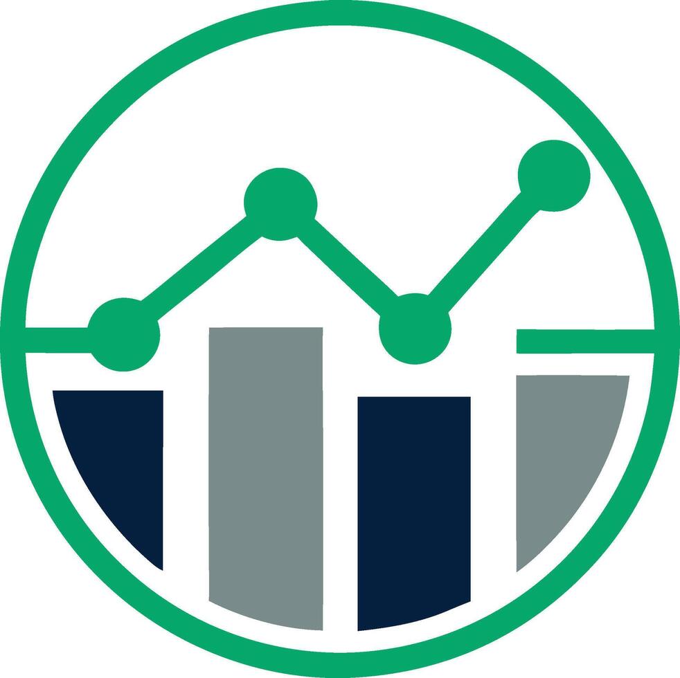 Modern fintech icon with structured trend line chart vector