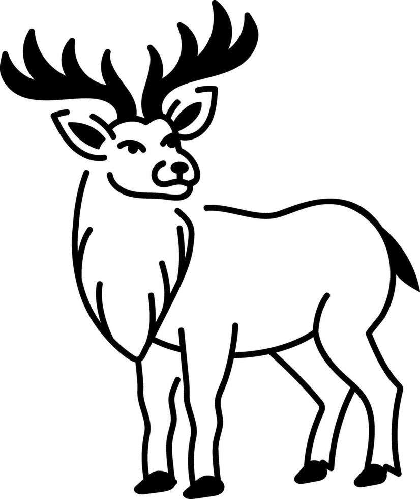 A doodle style icon of stag having large horns vector