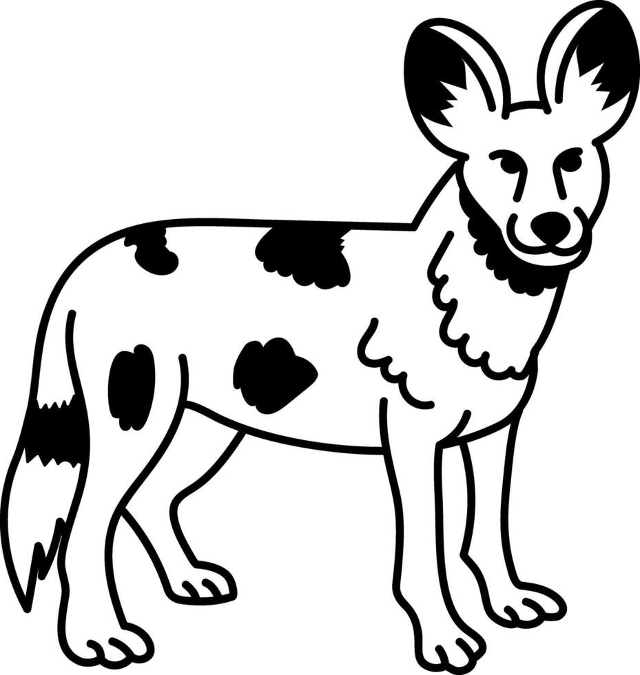 Spotted wild dog icon in doodle style vector
