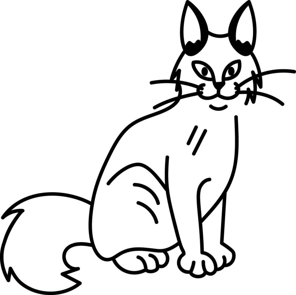 Cute caracal icon in hand drawn style vector