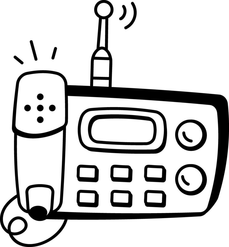 A hand drawn icon of radio transmitter vector