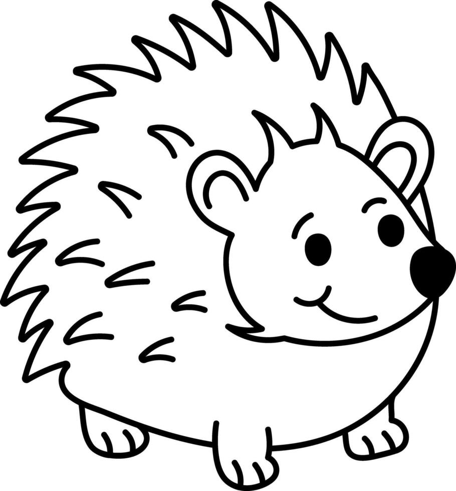 A doodle style icon of cute hedgehog vector