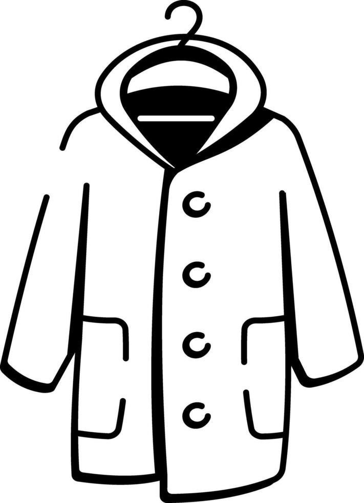 A hand drawn icon of hanging raincoat vector